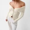 Cable-knit Bardot cardigan with zipper