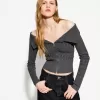 Cable-knit Bardot cardigan with zipper