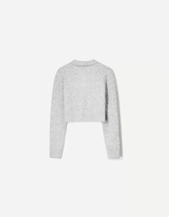 Cable-knit polo collar sweater Cable-knit polo collar sweater