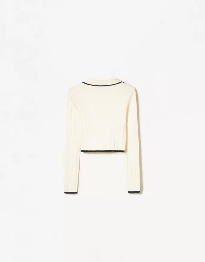 Cable-knit polo collar sweater Cable-knit polo collar sweater