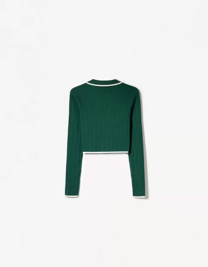 Cable-knit polo collar sweater Cable-knit polo collar sweater