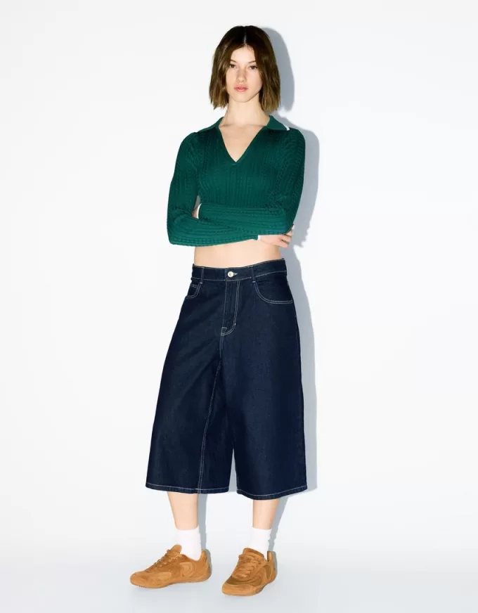 Cable-knit polo collar sweater Cable-knit polo collar sweater