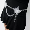 Chain belt with transparent flowers
