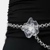 Chain belt with transparent flowers