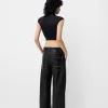 Contrast leather effect pants with belt Contrast leather effect pants with belt