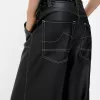 Contrast leather effect pants with belt Contrast leather effect pants with belt