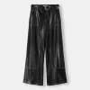 Contrast leather effect pants with belt Contrast leather effect pants with belt