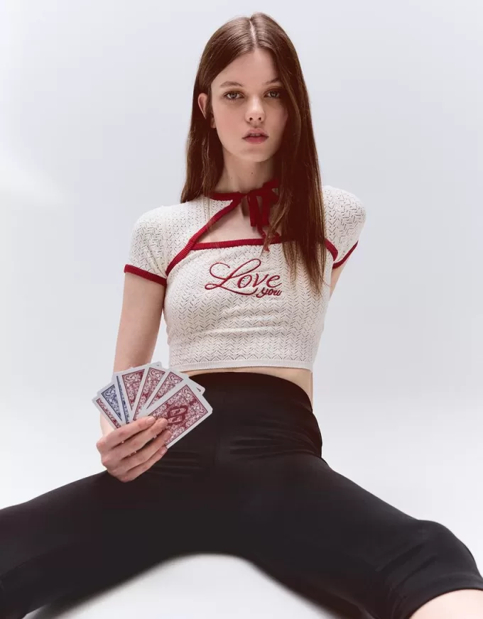 Contrast short sleeve sweater Contrast short sleeve sweater