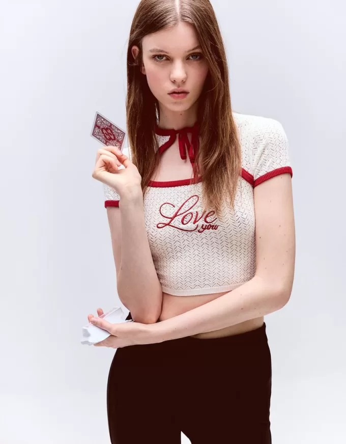 Contrast short sleeve sweater Contrast short sleeve sweater