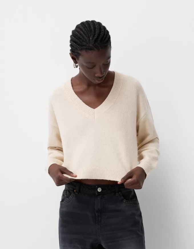 Cropped V-neck sweater Cropped V-neck sweater