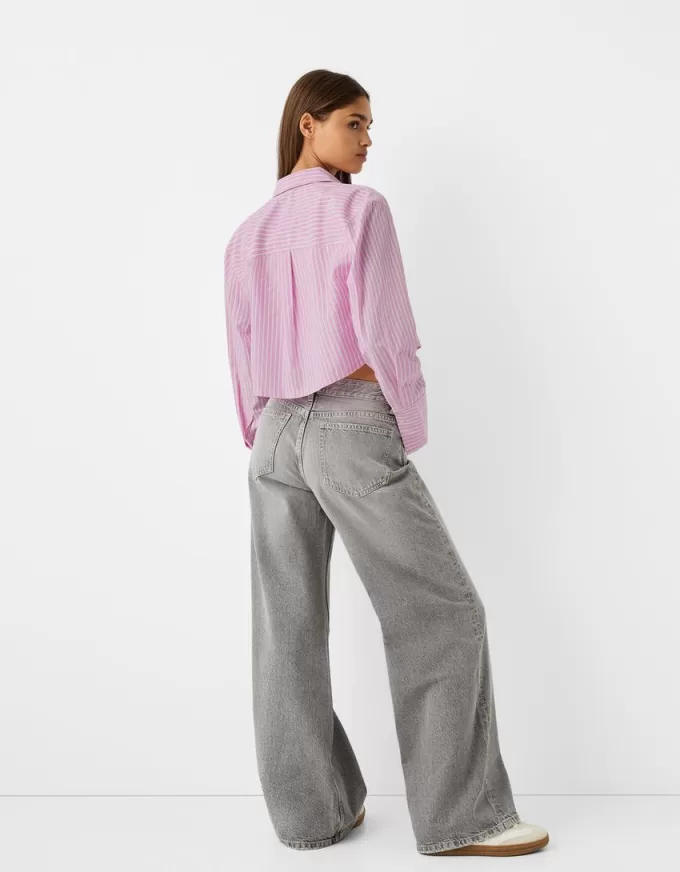 Cropped poplin shirt with pocket Cropped poplin shirt with pocket