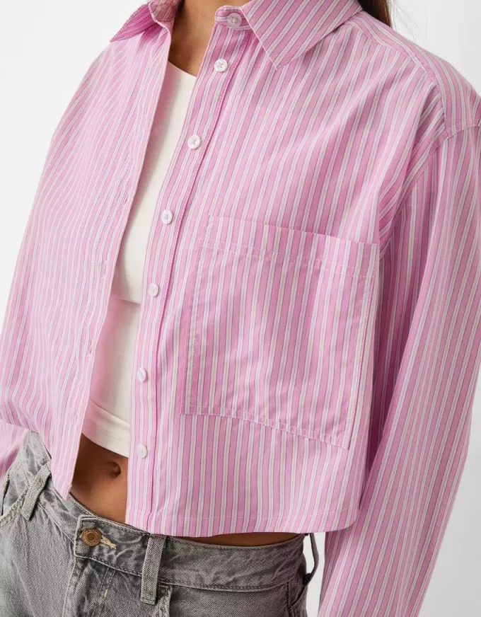 Cropped poplin shirt with pocket Cropped poplin shirt with pocket
