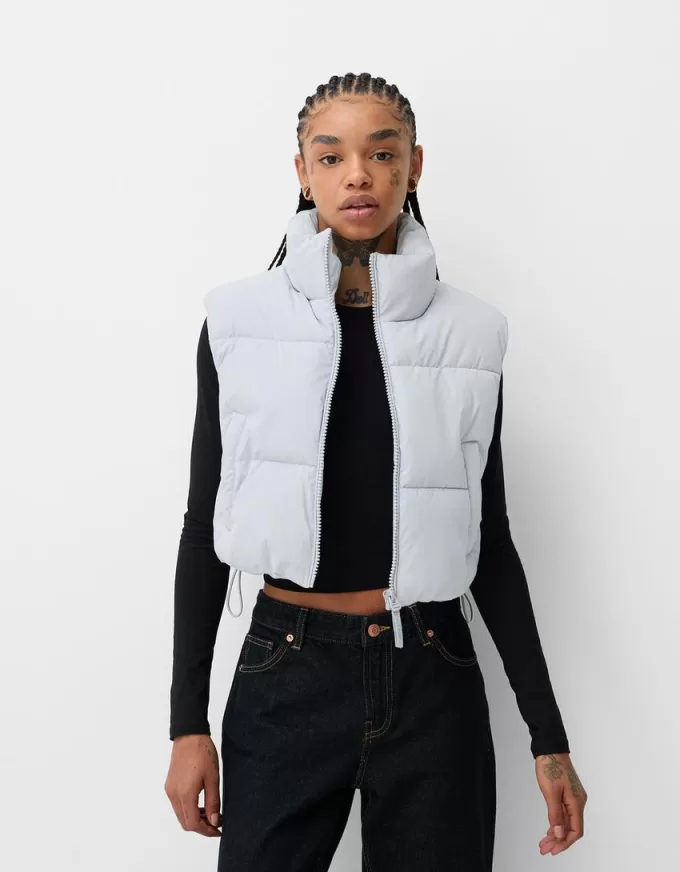 Cropped puffer vest
