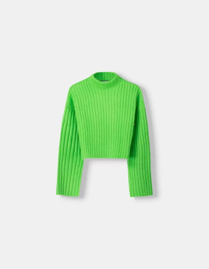 Cropped ribbed oversize high neck sweater Cropped ribbed oversize high neck sweater