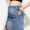 Denim cargo skirt with straps Denim cargo skirt with straps