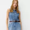 Denim midi dress with belt Denim midi dress with belt