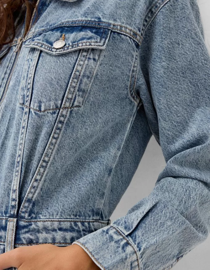 Denim mini dress with zipper Denim mini dress with zipper