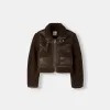 Double-sided jacket with faux shearling sleeves Double-sided jacket with faux shearling sleeves
