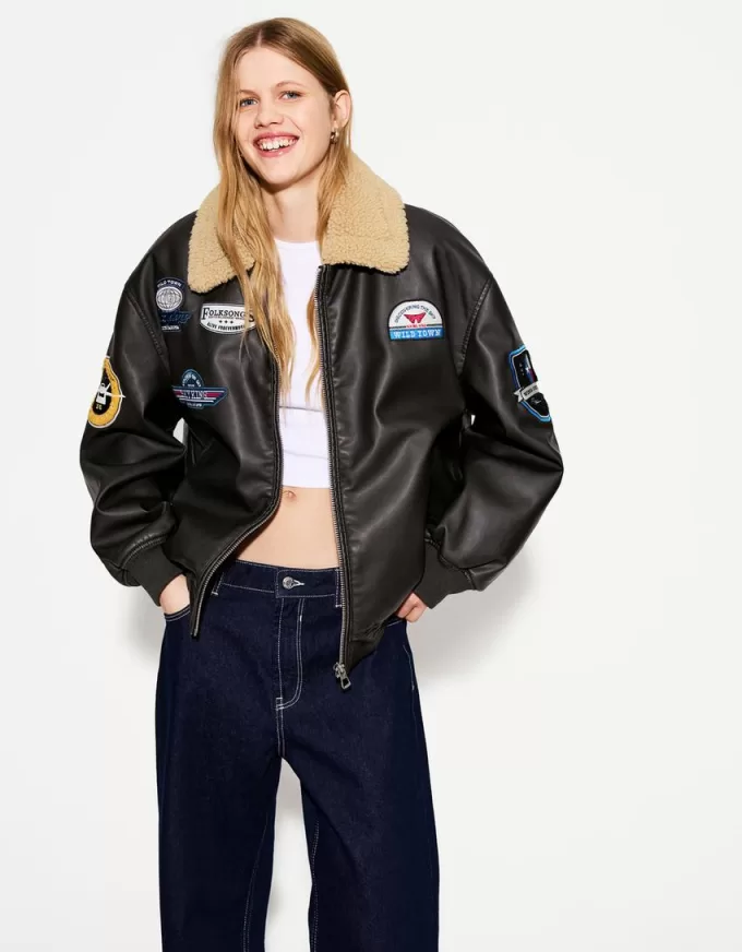 Double-sided jacket with patches Double-sided jacket with patches