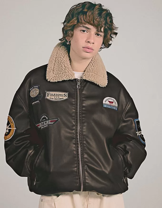 Double-sided jacket with patches Double-sided jacket with patches
