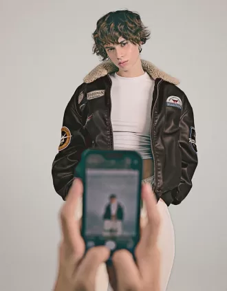 Double-sided jacket with patches