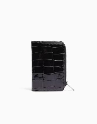 Embossed faux-patent finish animal print purse Embossed faux-patent finish animal print purse