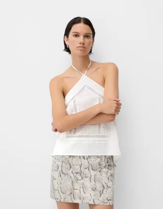 Embroidered halter top