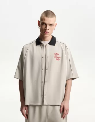 Embroidered short sleeve boxy fit shirt