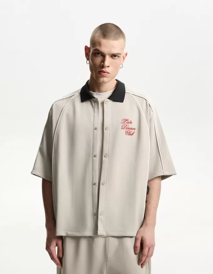 Embroidered short sleeve boxy fit shirt Embroidered short sleeve boxy fit shirt