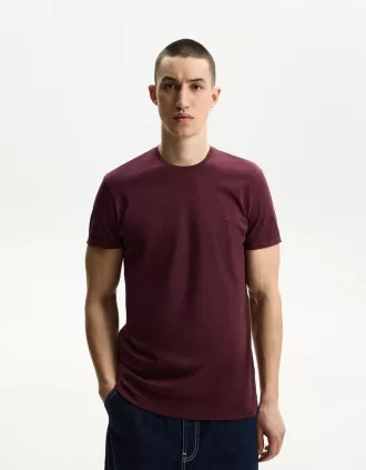 Embroidered short sleeve roll-up T-shirt