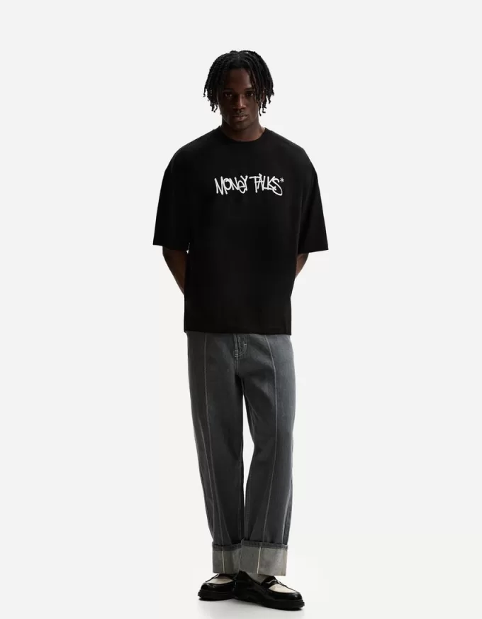 Extra-loose short sleeve T-shirt with print Extra-loose short sleeve T-shirt with print