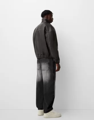 Faded leather effect jacket