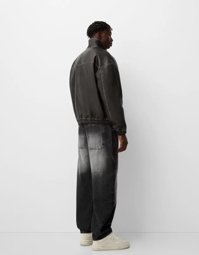 Faded leather effect jacket