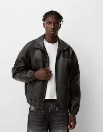 Faded leather effect jacket