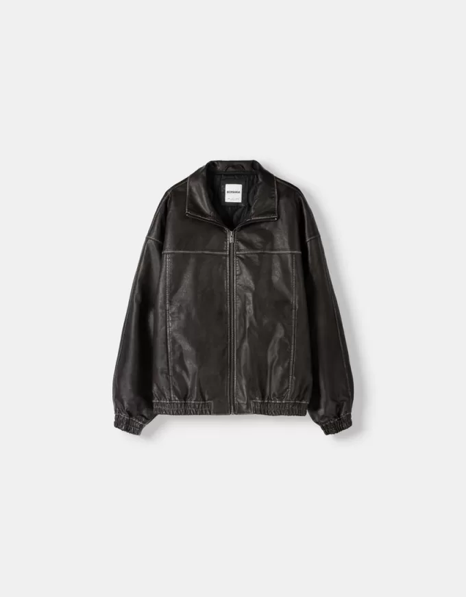 Faded leather effect jacket