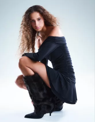 Faux fur high-heel boots