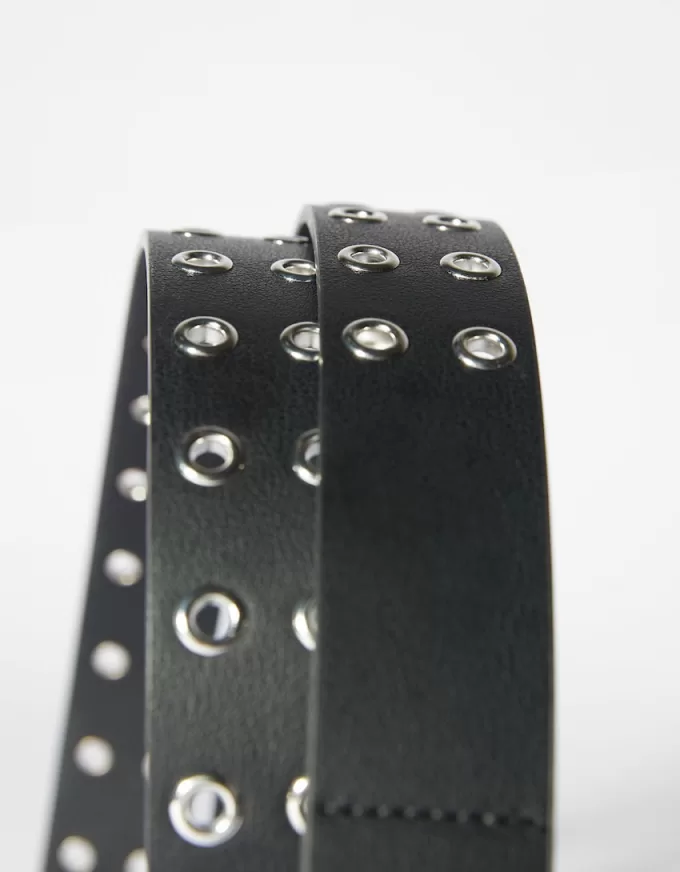 Faux leather belt with eyelets
