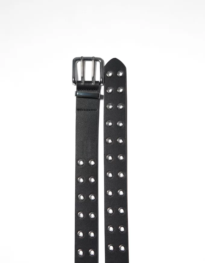 Faux leather belt with eyelets