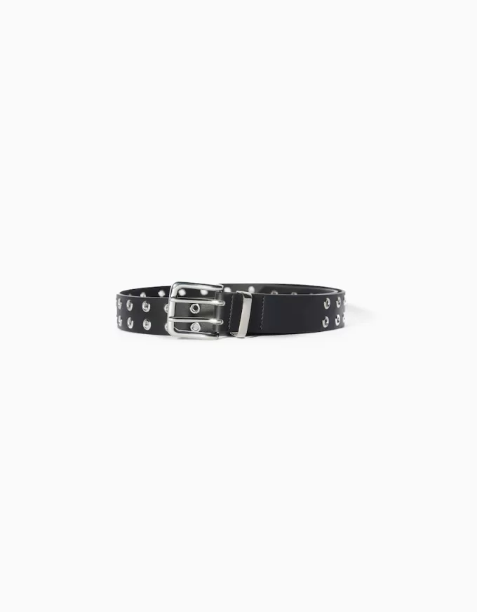 Faux leather belt with eyelets