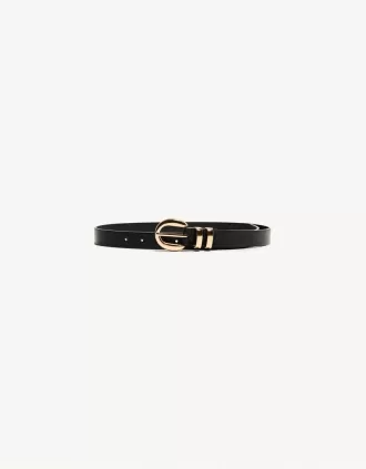 Faux leather belt with golden buckle