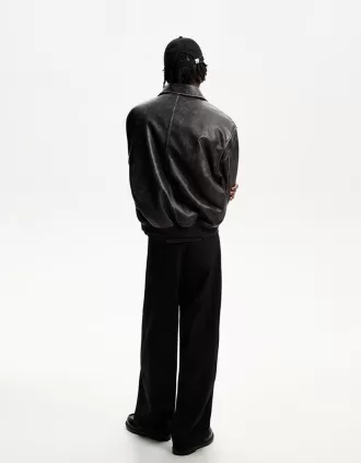 Faux leather bomber jacket