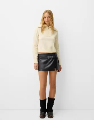 Faux leather mini skirt