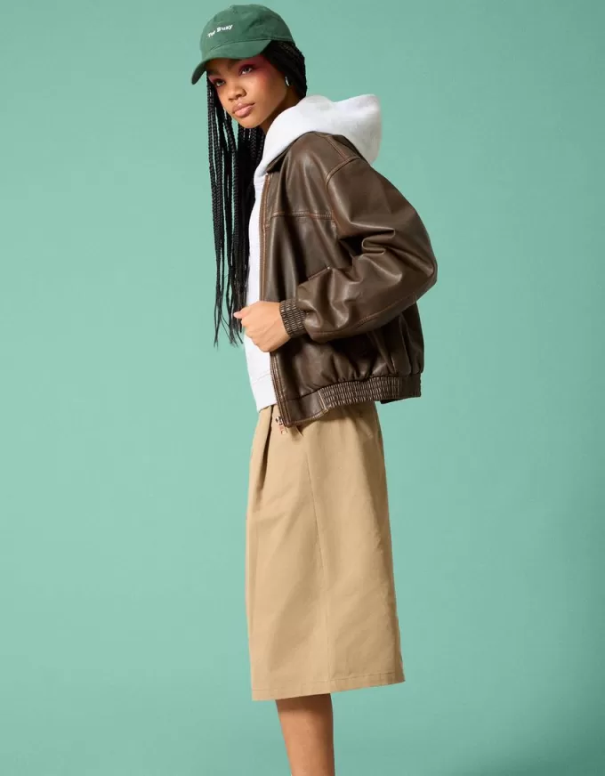 Faux leather oversize jacket