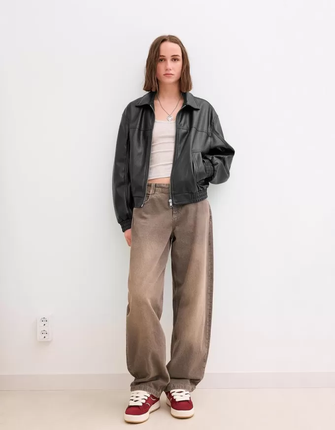 Faux leather oversize jacket