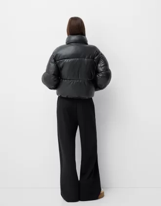 Faux leather puffer jacket