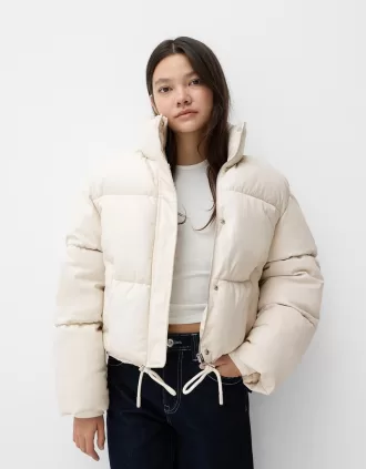 Faux leather puffer jacket