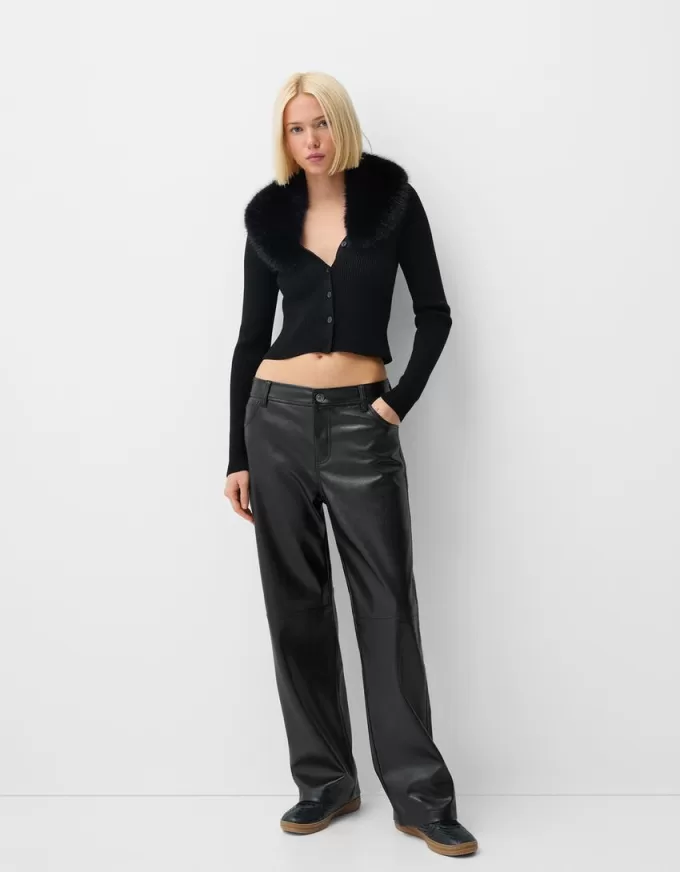 Faux leather straight pants Faux leather straight pants