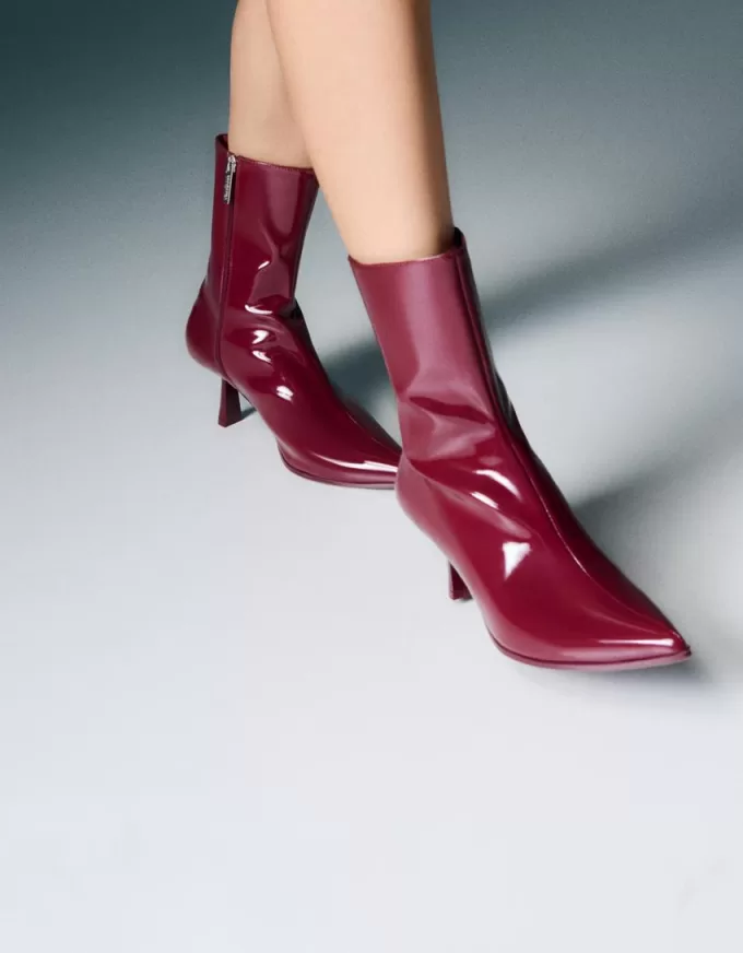 Faux patent kitten-heel ankle boots Faux patent kitten-heel ankle boots