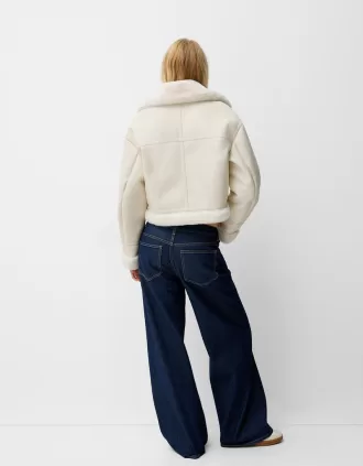 Faux shearling biker jacket