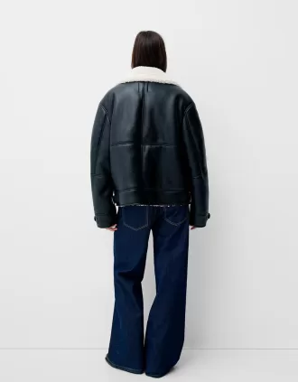 Faux shearling biker jacket